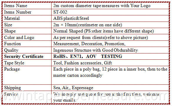 2M tree diameter measuring the radius pipe OD construction steel measuring tape with Your Logo